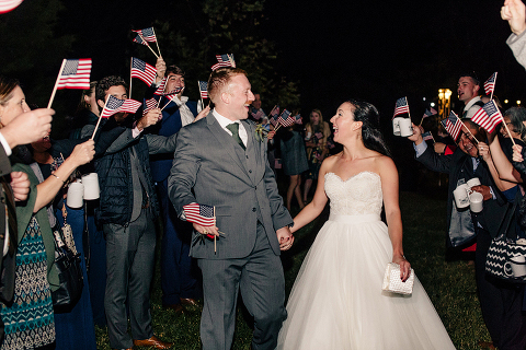 American flag wedding sendoff