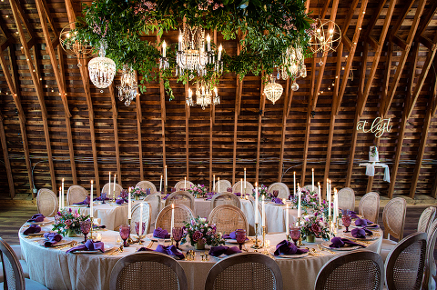 One-of-a-Kind Winter Wedding Reception with Seating in the Round and Luxurious Floral Chandelier | 48 Fields in Leesburg VA