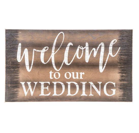 Welcome to Our Wedding Rustic Wood Sign in the Something Borrowed Wedding Closet | 48 Fields Farm in Leesburg, VA