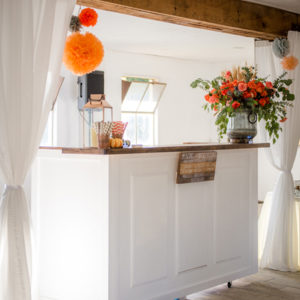 White Wood Bar in the Something Borrowed Wedding Closet | 48 Fields Farm in Leesburg, VA
