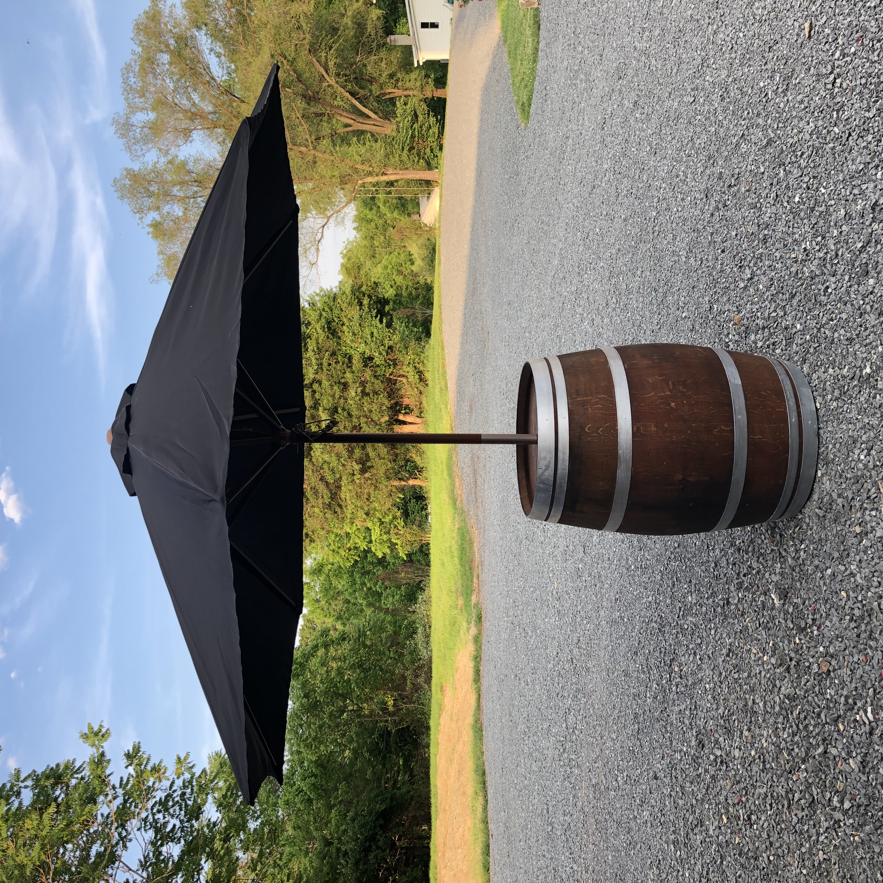 Wine Barrels with Umbrellas Northern Virginia Barn Wedding Venue 48