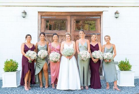 bridesmaids in jewel tone dresses 48 fields