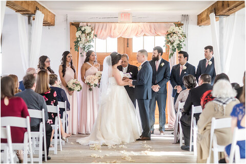Indoor wedding ceremony 48 Fields Northern Virginia barn venue