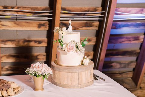 rustic pink fall wedding cake - 48 Fields Wedding Barn | Leesburg VA