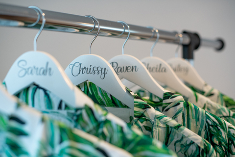 personalized hangers for matching bridesmaid robes - 48 Fields Wedding Barn | Northern VA