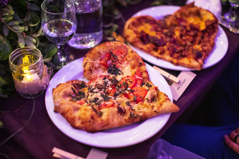 fun wedding food heart-shaped pizza - 48 Fields Wedding Barn | Northern VA