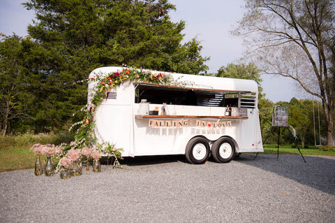 mobile bar trailer bar cocktail hour - 48 Fields Wedding Barn | Northern VA