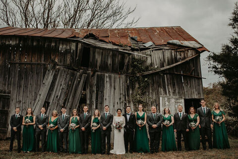 Irish heritage green wedding party rustic barn photo - 48 Fields Wedding Barn | Northern VA
