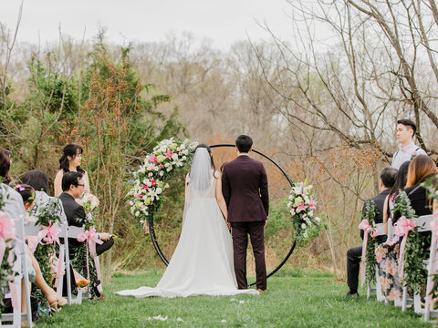 spring outdoor wedding ceremony decor - 48 Fields Wedding Barn | Leesburg VA