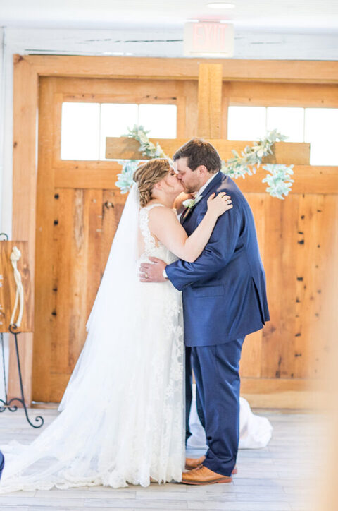 cross backdrop indoor ceremony - 48 Fields Wedding Barn | Leesburg VA