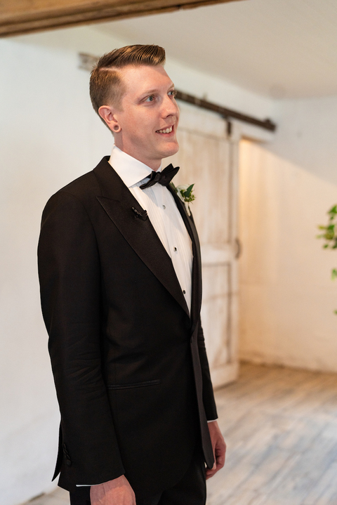 groom reaction ceremony Korean American wedding - 48 Fields Wedding Barn | Leesburg VA