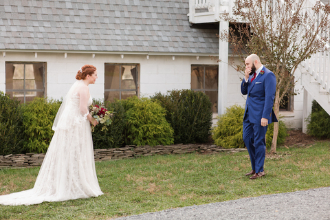 side of barn first look photos - 48 Fields Wedding Barn | Leesburg VA