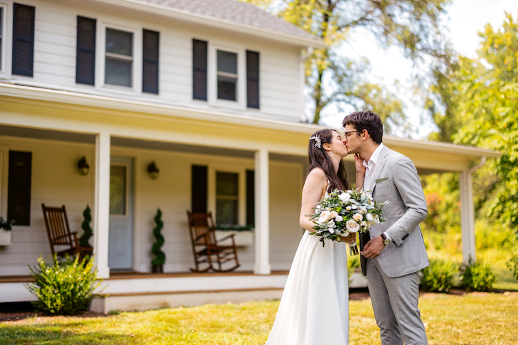 farmhouse bride and groom portrait - 48 Fields Wedding Barn | Leesburg VA
