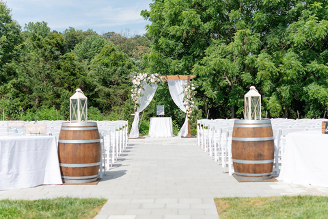 outdoor ceremony patio wedding - 48 Fields Wedding Barn | Leesburg VA