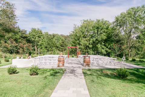 outdoor ceremony patio wedding - 48 Fields Wedding Barn | Leesburg VA