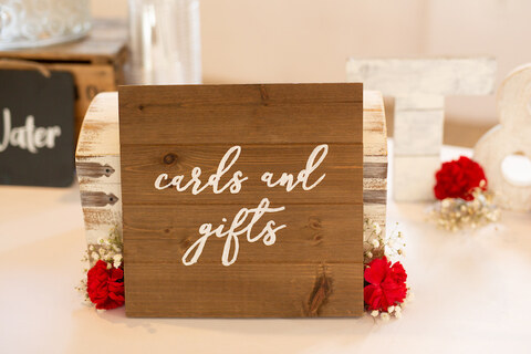 wood cards and gifts sign - 48 Fields Wedding Barn | Leesburg VA