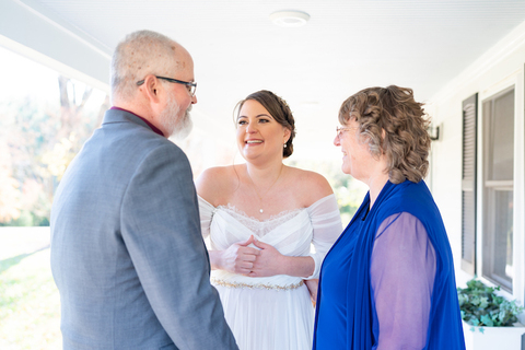 bride first look with both parents - 48 Fields Wedding Barn | Leesburg VA