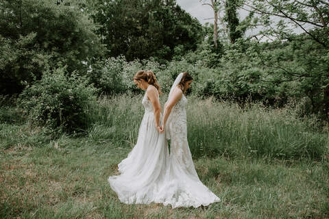 two brides first look spring wedding - 48 Fields Wedding Barn | Leesburg VA